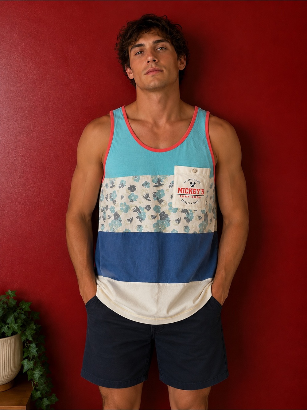 Disney Parks Mickey’s Surf Shop Colorblock Tank Top Men’s Medium